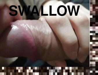Tons of cum in my mouth I swallow after my best pov blowjob
