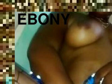 Horny ebony girl loves to play with dildo