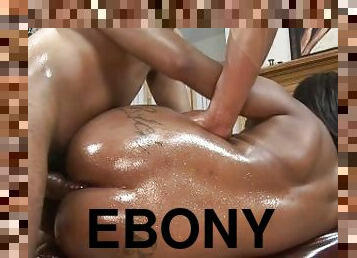 Stunning Oiled Ebony Fucked By Big Black Cock