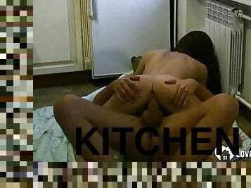 Smoking teen gets pounded in the kitchen