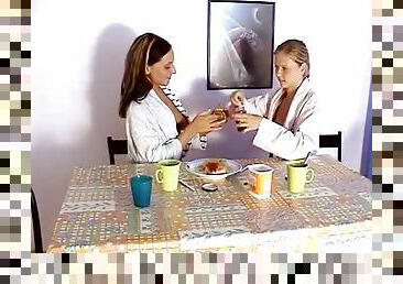 Sex During Breakfast With Lesbian Babes.