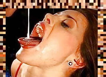 Cumshot in mouth and face