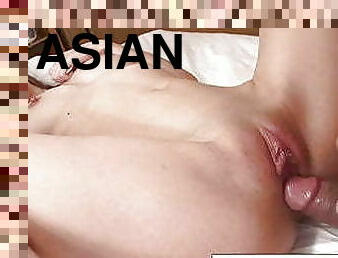asiatisk, storatuttar, hardcore, par, vagina, tuttar, close-up, rövhål