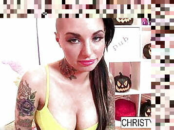 Christy Mack dresses up for Halloween then plays with