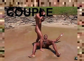 Hot Brazilian chick has beautiful sex on a private beach