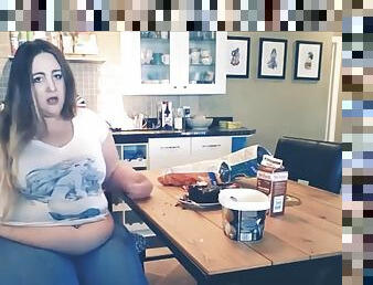 Chubby BBW princess secretly eats snacks that make me fat