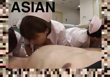 Three Asian nurses give patients special treatment