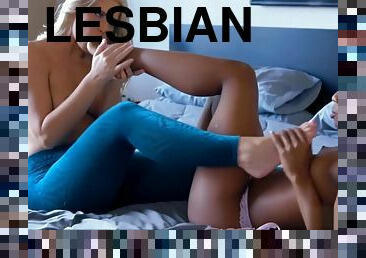 Interracial lesbians eating pussy