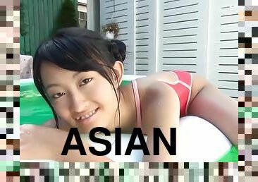 Asian teen red swimsuit pure non nude