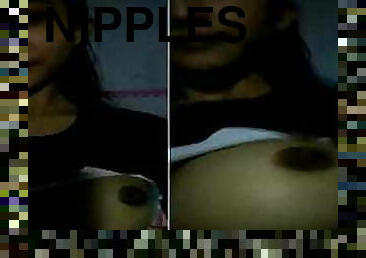 Today Exclusive-Cute Nepali Girl Showing Boob...