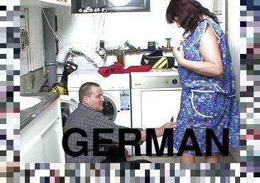 German granny fucks the handyman hardcore after blowing his boner