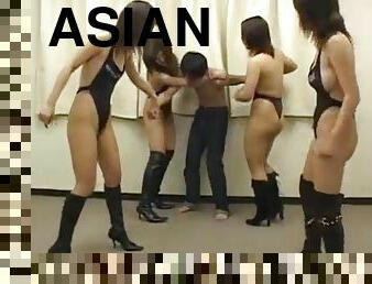 Hot asian girls beat up weak guy