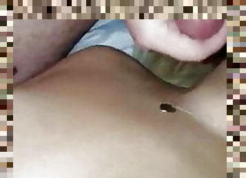 Huge cumshot on tits while being fucked