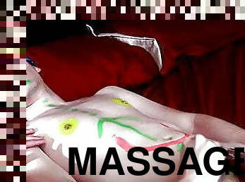 Sensual young gay Benji Elliot cums while taking massage