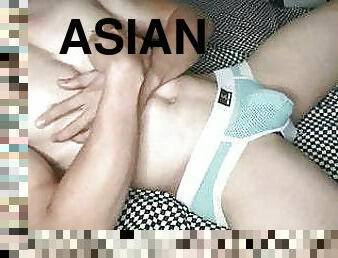 Six Pack Hot Asian guy self muscle worship