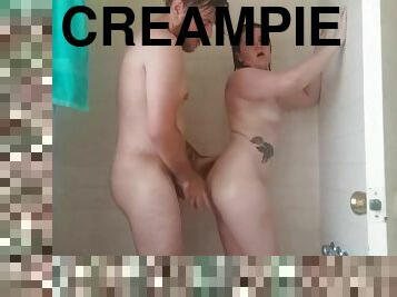Steamy shower ends in unwanted creampie