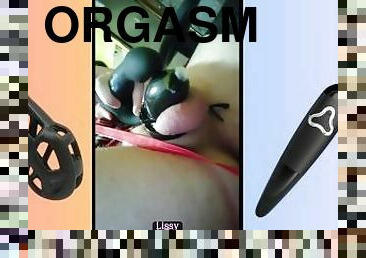 HandsFree Orgasm Femboy Try for First Time Chastity Cage