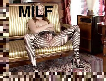 Striped Nylons rubbing Milf