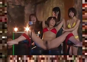 Japanese beauties play sex games
