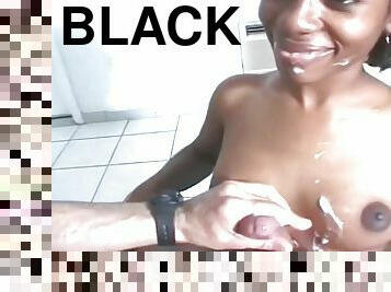 Lovely Black Ebony Enjoys The Cum On Her Tits