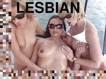 Lustful lesbians play dirty games on a yacht in hardcore clip