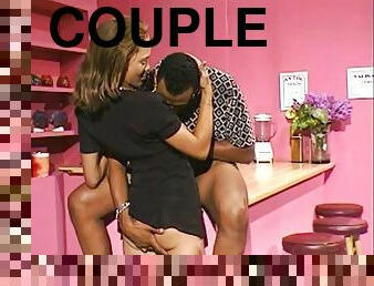 Lovely couples decide to have steamy interracial sex in the kitchen