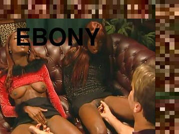 Ebony sluts Mocha & Chocolate Monroe share a cock in FFM vid