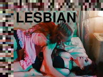 lesbo-lesbian, teini, hieronta, suuteleminen, blondi, makuuhuone, enkeli, lateksi, bikini, ruskeaverikkö