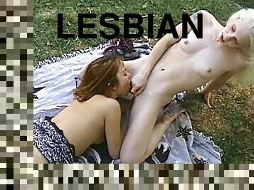 Lesbian with long hair enjoying her shaved pussy getting licked lovely