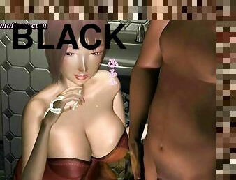 Animated girl rubbing black dick