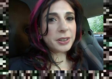 Joanna Angel is so horny she fingers herself in the car