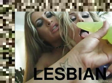 Fantastic lesbian pornstars enjoy fucking with toys