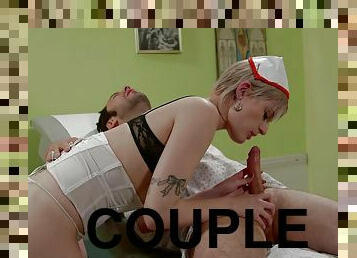 A sexy nurse gives her patient a prescription of wet pussy