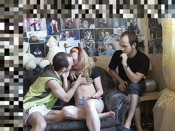 Dynamic Russian teen with small tits enjoys getting hammered hardcore