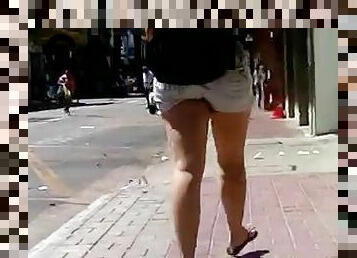 A chick with nice legs gets caught on a voyeur's hidden cam