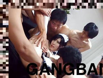 Breath-taking gangbang action with a sexy Japanese maid Mitsuki