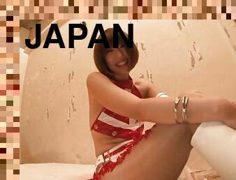 Japanese bitch wearing a miniskirt and pantyhose gets her pussy banged