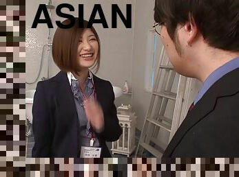 Asian office girl Sari Kawai gives a blowjob and gets fucked hard