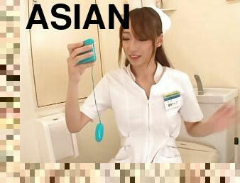Sexy Asian Nurse With A Great Body Playing With Her Tight Pussy In A Bathroom
