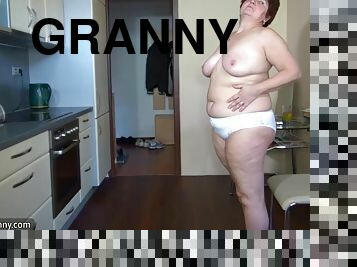 Chubby granny masturbation, Nice threesome, young girl and guy