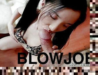 Gorgeous Almond Serves A Yummy Blowjob In A POV Video