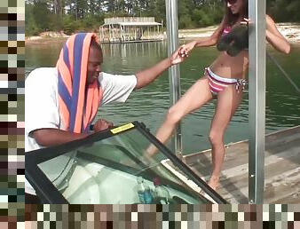 Adana gets fucked by a horny black dude on a yacht