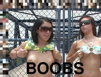 Sexy Babes In Bikinis Flashing Their Boobs And Asses In public