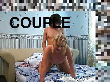 Hot sex on a king size bed among a horny teen couple