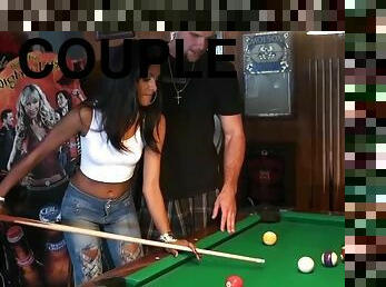 Superb Jasmine Rios plays pool and then gets fucked