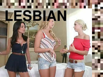 Sweet Brett Rossi And Two Lesbian Babes Fuck Each Other's Pussies