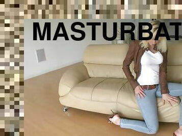 Glorious Margo Russo Wearing High Heels Masturbates In Front Of His Boy