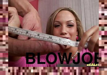 Kara Novak Measures Her Man's Dick And Can't Resist Doing A Blowjob