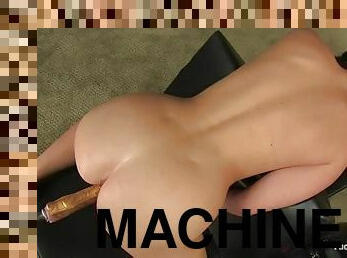 Curvaceous Kenley gets toyed by different machines on a floor