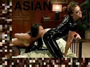 Tied up Asa Akira gets her Asian pussy licked and toyed